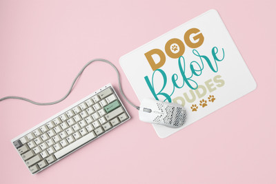 Rushaan Dog before dudes -printed Mousepads for pet lovers Non Slip Base Mousepad(White)