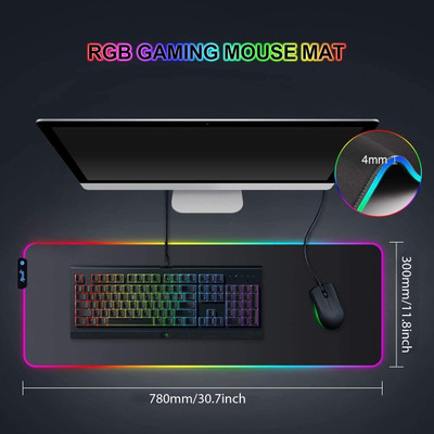 AQUABUCKET RGB Gaming Mouse Pad, Large Extended Desk Pad Mat with 14 Lighting Mode Mousepad Non Slip Base Mousepad(Multicolor)