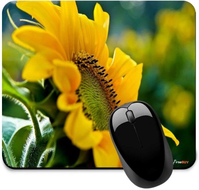 FirseBUY Sunflower Printed Non-Slip Rubber Base Mousepad for Laptop / Computer Mousepad(Yellow)