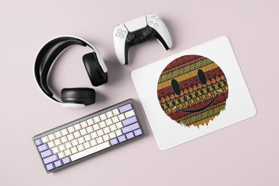 Rushaan Colourful Patterns in Smiley Emoji- Emoji Printed Mousepad For Emoji Lovers Mousepad(White)