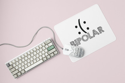 HopOffer Bipolar- Printed Mousepad (20cm x 18cm) Non Slip Base Mousepad(White)