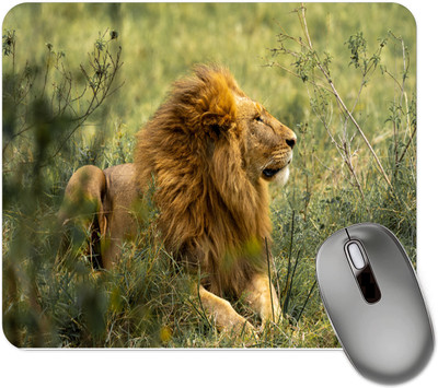 dk printing Lion Dekh Raha Re Printed Mouse Pad Mousepad(Black)