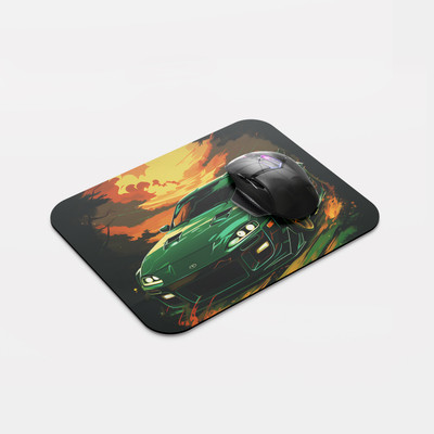 RangGhaar Green Car Printed Rubber Base for pc & laptop anti slippery Non Slip Base Mousepad(Multicolor)