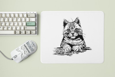 Rushaan Cat Eyes- Designable Printed Mousepads(20cm x 18cm) Non Slip Base Mousepad(White)