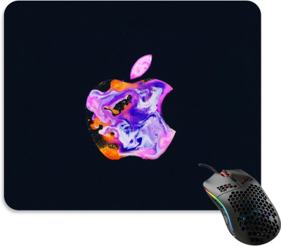JOJO TRADERS apple logo printed mouse pad for laptop Non Slip Base Mousepad(Black)