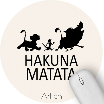 Artich Ultra-Low Friction Gaming Mouse Mat, Anti-Slip Base, High Durability, Waterproof Non Slip Base Mousepad(Hakuna Matata White)