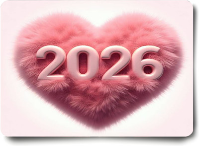 ASvik Creation Happy New Year 2026 Printed Mousepad – Anti-Skid Rubber Base Non Slip Base Mousepad(Pink)