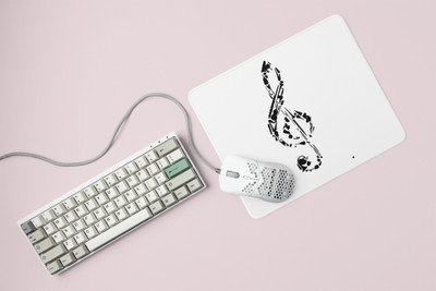 Rushaan Musical note Printed Mousepads For Music Lovers Non Slip Base Mousepad(White)