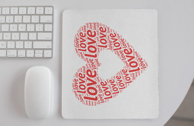 Rushaan Love Heart -Printed Mousepads Non Slip Base Mousepad(White)