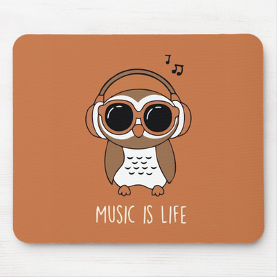 harshitaecom Music Is Life – Cute Owl Music Lover Mouse Pad Non Slip Base Mousepad(Brown)