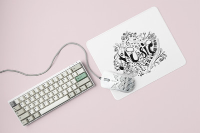 Rushaan Music-Printed Mousepads For Music Lovers Non Slip Base Mousepad(White)