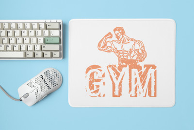 Rushaan Gym, (BG Orange) - Printed Mousepad Non Slip Base Mousepad(White)