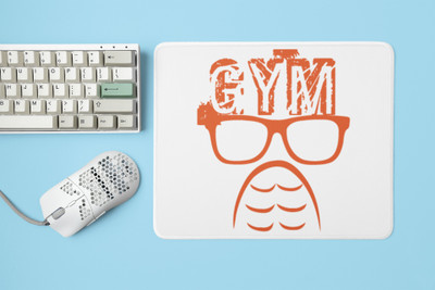 Rushaan Gym Above Glasses, (BG Orange) - Printed Mousepad Non Slip Base Mousepad(White)