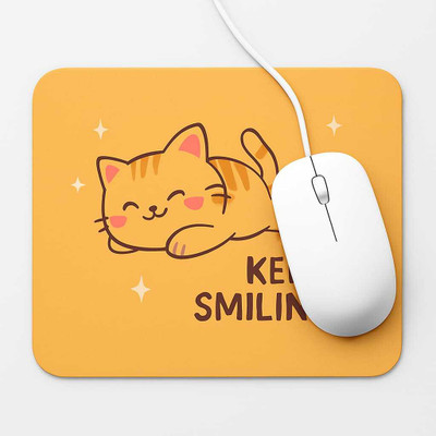PRINTORAA Cute Cat Print Mouse Pad Non Slip Base Mousepad(Yellow, Multicolor)