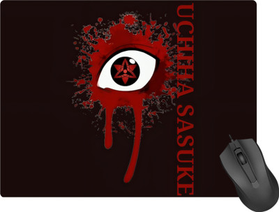 SuperiorFH Anime Gaming (Narutro) Sasuke Uchiha One eye Mangekyo Sharingan Non Slip Base Mousepad(Black&Red)