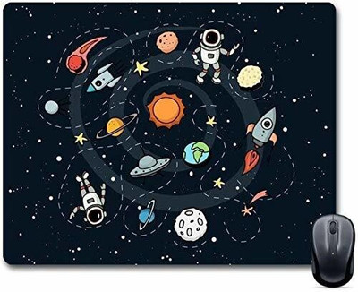 craft maniacs PASHUPATASTRA Space Astronaut Cartoon Printed Gaming Non-Slip Rubber Base Mouse pad for Laptop and Computer Non Slip Base Mousepad(Blue)