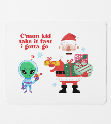 HopOffer Alien & Santa: Cute Crafted MousePad Gift For Kids Boys Girls Non Slip Base Mousepad(White)