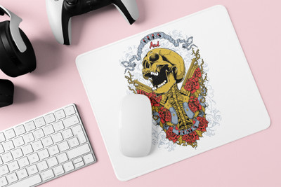 Rushaan Yellow skull - Printed animated Mousepad for animation lovers Mousepad(White)