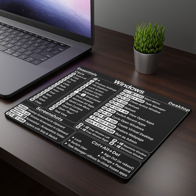 TheSlidingMouse Windows Shortcut keys for office and gaming Non Slip Base Mousepad(Black)