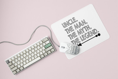 HopOffer Uncle, The Man, The myth, The legend- Printed Mousepad (20cm x 18cm) Non Slip Base Mousepad(White)