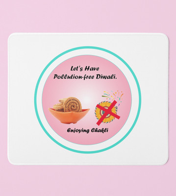 Rushaan Green Diwali, Chakli Delight Mouse Pad - Celebrate with Care Non Slip Base Mousepad(White)