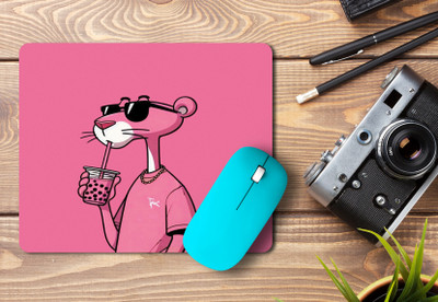 Kandarigifts MOUSE PAD, PINK PANTHER MOUSE PAD, FOR COMPUTER, LAPTOP, Non Slip Base Mousepad(Pink)