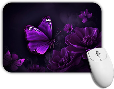 GROOFIEZ Butterfly Printed Mouse Pad Non-Slip Rubber Base for PC Laptop (9x7 inch) Non Slip Base Mousepad(Black)
