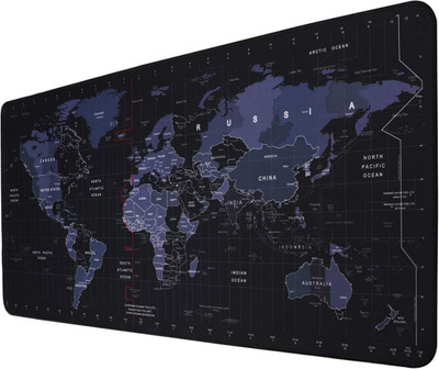snappyflix World Map Extended Gaming Mouse Pad -Large Desk Mat for Computer & Laptop Non Slip Base Mousepad(Black)