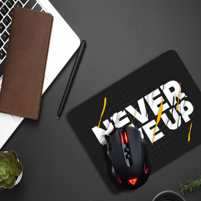 Inkaura Never Give Up Printed MousePad Quotes Non-Slip Base For Gaming Computer & Laptop Mousepad(Black)