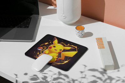 Zipcartz Pikachu Pokemon Desk Mat for Kids & Adults | Gaming Mouse Pad for Laptop & PC | Non Slip Base Mousepad(Black & Yellow)
