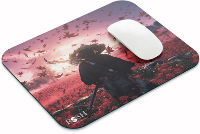 rssh creation Samurai Sunset Premium Quality Gaming Mousepad Nonslip Base Mat for Computer Non Slip Base Mousepad(Red, Pink)