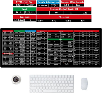 Tnglov 3mm Thick Non-Striched English Shortcut Keys Mouse Pad Mat Mousepad 20-AX Non Slip Base Mousepad(Black)