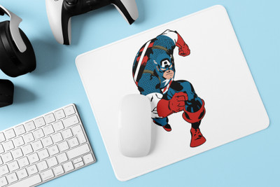 Rushaan Captain America Running - Printed animated Mousepad for animation lovers Mousepad(White)