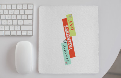 Rushaan Happy Valentine's Day Colourfull Text -Printed Mousepads Mousepad(White)