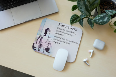 Zipcartz Buddha Motivational Quote Printed Mouse Pad for Meditation Desk/Office | Non Slip Base Mousepad(Multicolor)