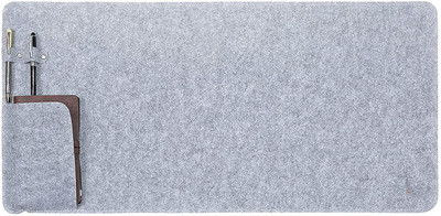TIERNO Large Felt Desk Mat Mouse Pad for Office & Gaming – 70X40 cm Non Slip Base Dual Sided Mousepad(Ligh Grey - M)