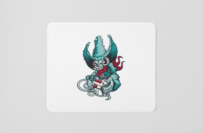 Rushaan Skull Playing Game, (Witch Hat) - horror themed printed white gaming mousepad Non Slip Base Mousepad(White)