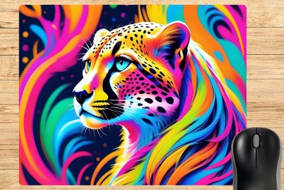 ubimart Rainbow Paint Cheetah Print Mouse Pad Non-Slip Rubber Base Mouse Pad for Leptop Mousepad(Multicolor)