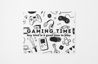 Craftsent Gam Ng Time Mouse Pad – Fun Gamer Desk | Non-Slip Rubber Base & Smooth Surface Mousepad(Monochrome Gaming White)