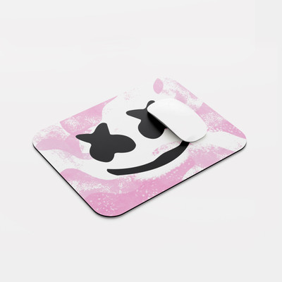 RangGhaar Masmello Printed Rubber Base for pc & laptop anti slippery Non Slip Base Mousepad(Pink, White)