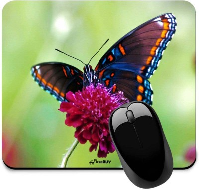 FirseBUY Butterfly on Flower Printed Mousepad(Multicolor)