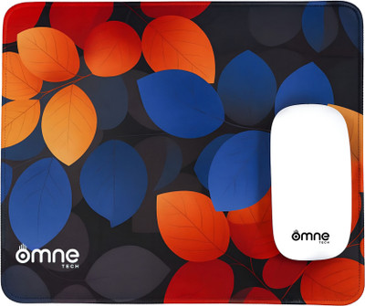 omne TECH T10_Smooth Mouse Pad for Desk – Leaf Pattern, Non-Slip Rubber Base, 250x210mm Non Slip Base Mousepad(Orange)