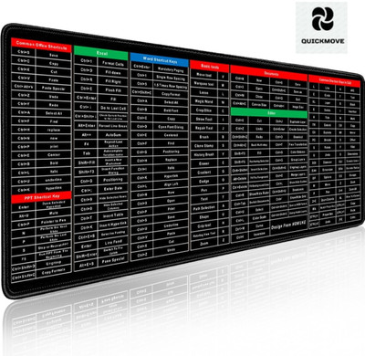QUICKMOVE Shortcut Keys Mouse Pad Keyboard Pad with Office Shortcut key Non Slip Base Mousepad(Black)