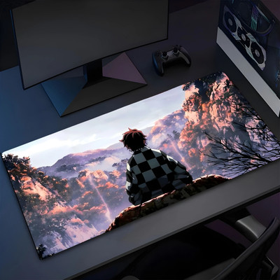Eshaaver Laptop & Desktop Mat Tanjiro Kamado Animie Printed & Spill Proof-DSDP009 Non Slip Base Mousepad(Multicolor)