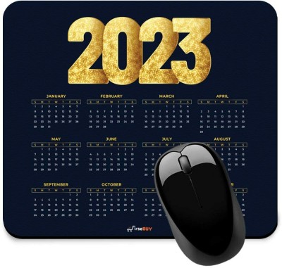 FirseBUY 2023 Calendar Printed Designed Mouse Mat Non-Slip Rubber Mousepad - Design3 Mousepad(Dark Blue)