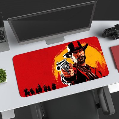 TheCommonCart Video Game Desk Mat Large (60cm x 28cm x 3mm) Extended Mouse Pad, Desk Mat Non Slip Base Mousepad(Red Dead)