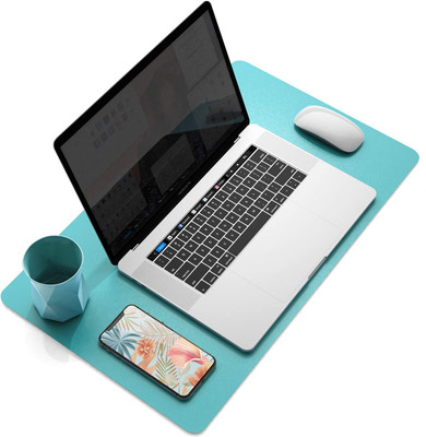 SYGA Desk Pad Protector Waterproof PU Desk Mat for Office & Home Non Slip Base Dual Sided Mousepad(Dark Cyan, Light Blue)