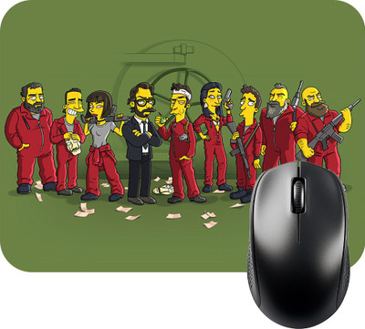 FINIXSTORE Premium Money Heist Simpsons Printed (9 inch x 7 inch) Non Slip Base Mousepad(Multicolor)