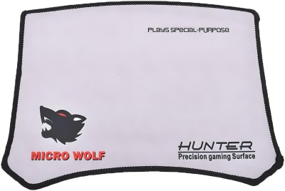 UGPro Precision Micro Wolf Design Waterproof, Non-Slip Rubber Base with Stitched Edges Mousepad(White)