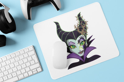 Rushaan Maleficent - Printed animated Mousepad for animation lovers Non Slip Base Mousepad(White)